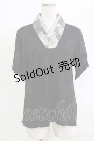 画像: gouk / 着物衿半袖カットソー  黒 H-25-12-22-047-GO-TO-KB-ZT246