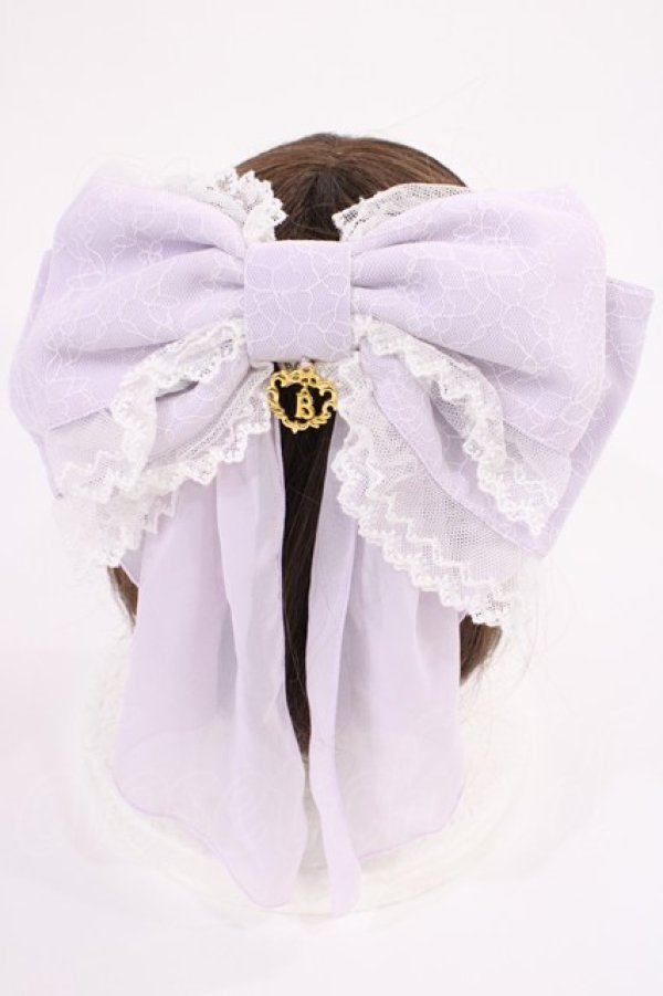 画像1: BABY,THE STARS SHINE BRIGHT / Dreamyリボンバレッタ  ラベンダー H-25-12-22-1038-BA-AC-NS-ZH (1)