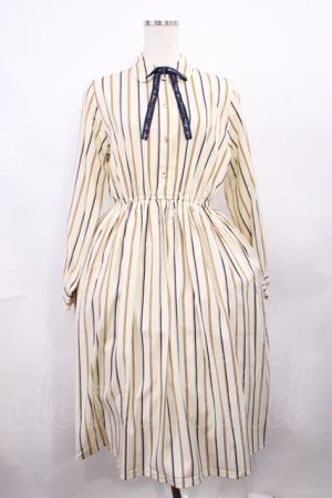 画像: Fi.n.t / ロゴリボン付きマルチストライプワンピース Free CREAM H-25-12-22-1004-CA-OP-NS-ZH