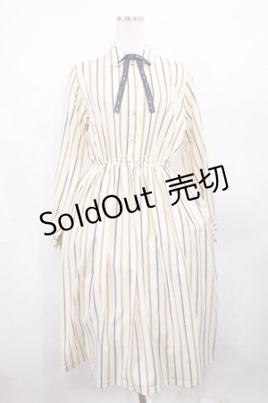 画像: Fi.n.t / ロゴリボン付きマルチストライプワンピース Free CREAM H-25-12-22-1004-CA-OP-NS-ZH