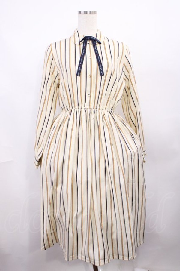 画像1: Fi.n.t / ロゴリボン付きマルチストライプワンピース Free CREAM H-25-12-22-1004-CA-OP-NS-ZH (1)