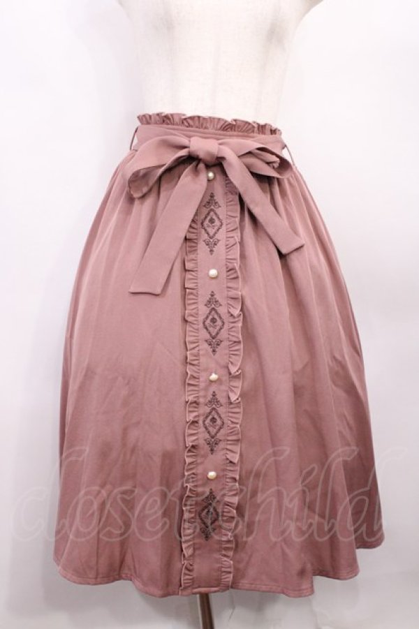 画像1: axes femme / フレームローズ刺繍スカート M ピンク H-25-12-22-1009-AX-SK-NS-ZH (1)