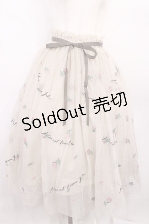 画像: an another angelus / フラワーロゴ刺繍チュールスカート Free PINK BEIGE H-25-12-22-1010-CA-SK-NS-ZH