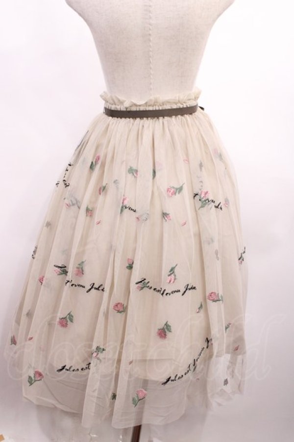 画像2: an another angelus / フラワーロゴ刺繍チュールスカート Free PINK BEIGE H-25-12-22-1010-CA-SK-NS-ZH (2)