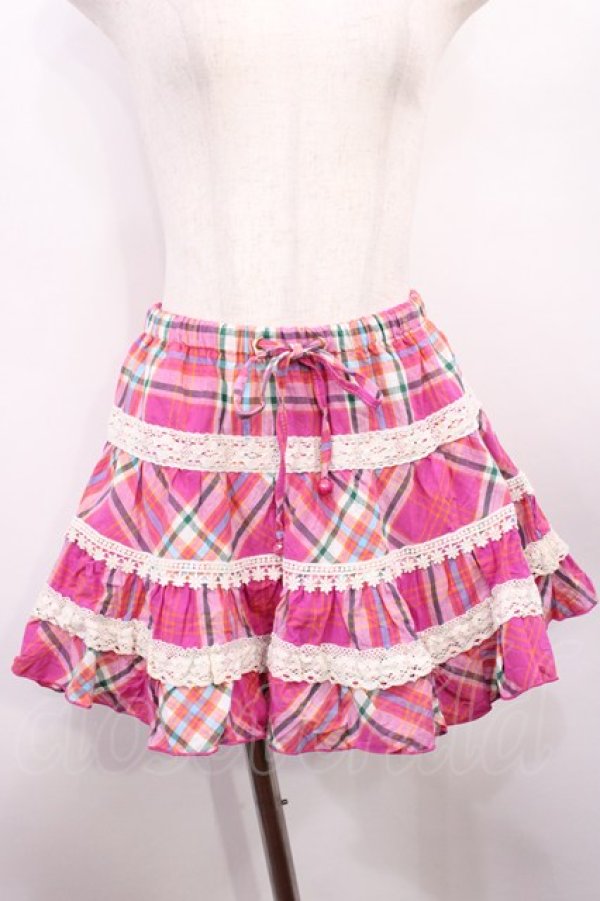 画像1: LIZ LISA / チェックスカート Free ピンク H-25-12-22-1012-LO-SK-NS-ZH (1)