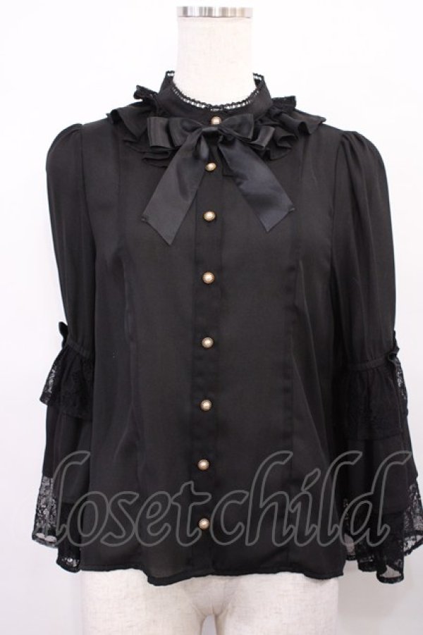 画像1: axes femme kawaii / 3段フリル姫袖ブラウス M ブラック H-25-12-22-1014-AX-BL-NS-ZH (1)