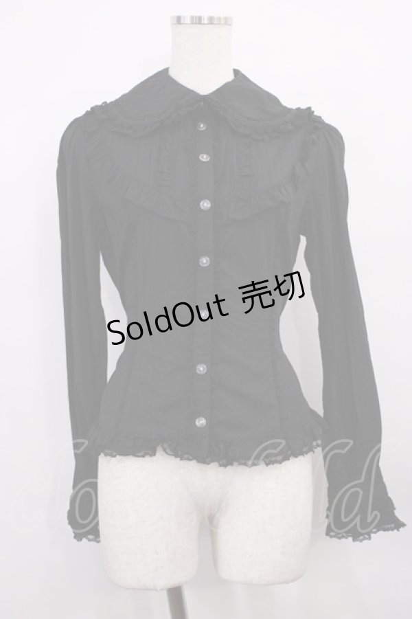 画像1: metamorphose / CL ストライプドビーブラウス Free ブラック H-25-12-22-1017-ME-BL-NS-ZH (1)