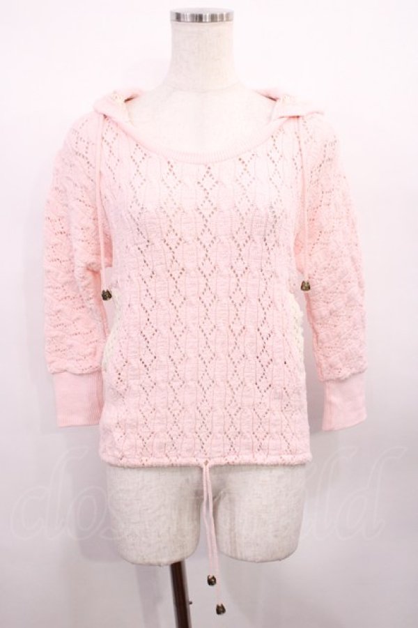 画像1: LIZ LISA / 透かし編みパーカー Free ピンク H-25-12-22-1022-LO-TO-NS-ZH (1)