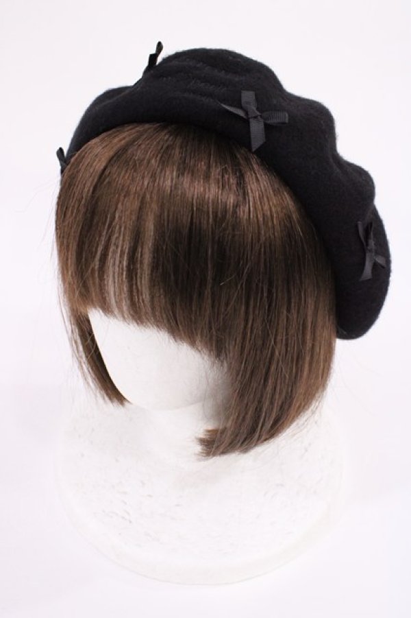 画像1: m petit by misako / サンリオキャラクターズコラボ クロミ ベレー  ブラック H-25-12-22-1033-LO-AC-NS-ZH (1)