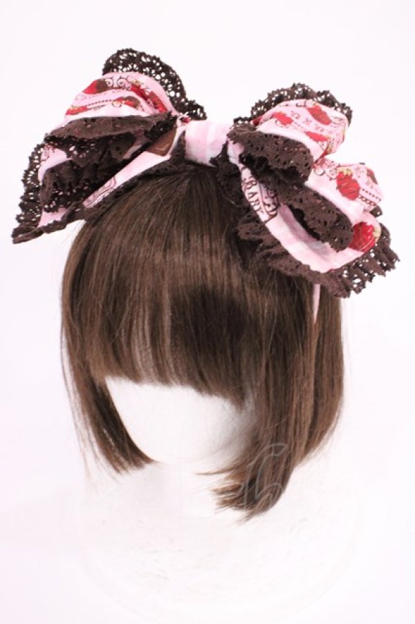 画像1: BABY,THE STARS SHINE BRIGHT / Strawberry Loves Chocolate柄カチューシャ  ピンク H-25-12-22-1035-BA-AC-NS-ZH (1)