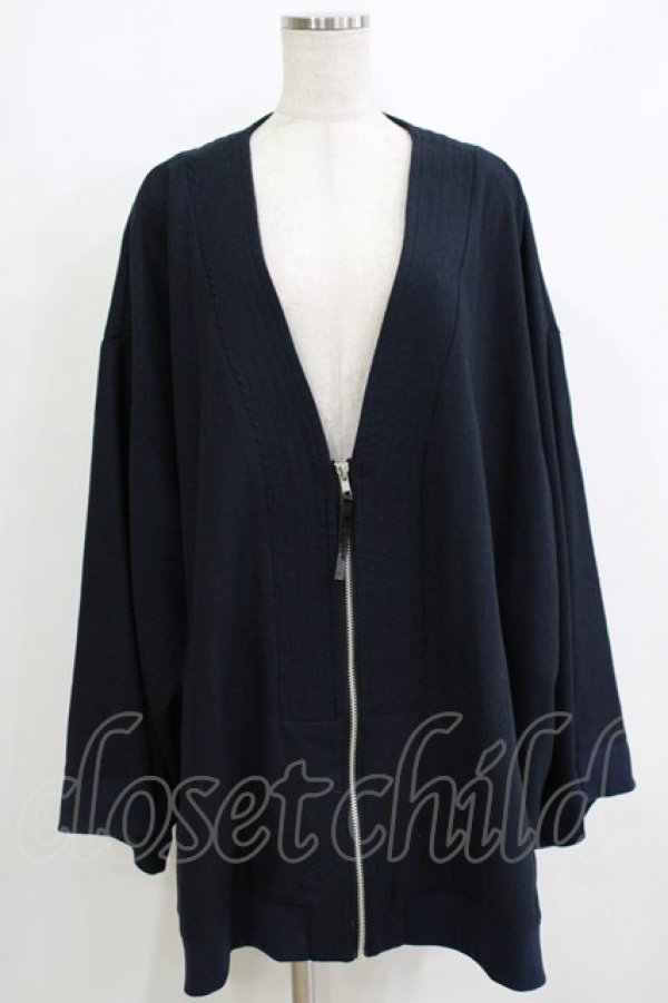 画像1: gouk / フロントZIPロング羽織  紺 H-25-12-22-049-GO-TO-KB-ZH (1)