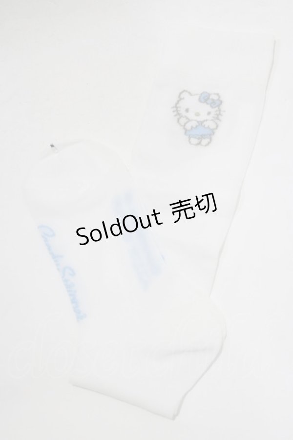 画像1: Candy Stripper / ANGEL【 HELLO KITTY 】SHEER HIGH SOCKS  ホワイト×ブルー H-25-12-22-065-PU-ZA-KB-ZH (1)
