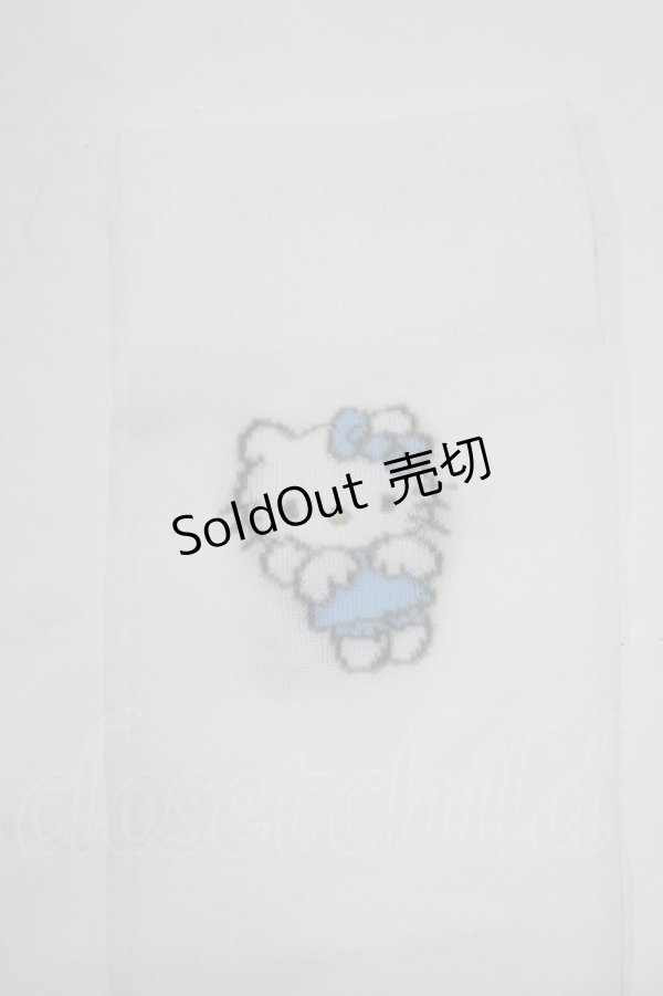 画像3: Candy Stripper / ANGEL【 HELLO KITTY 】SHEER HIGH SOCKS  ホワイト×ブルー H-25-12-22-065-PU-ZA-KB-ZH (3)