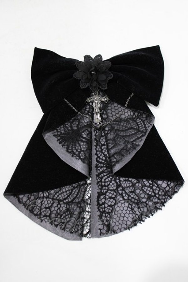 画像2: Chante / 十字架のゴシックリボンブローチ/ヘアクリップ  ブラック H-25-12-22-069-PU-AC-KB-ZH (2)