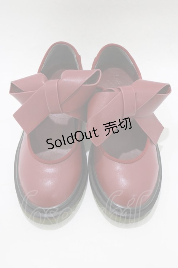 画像1: merry jenny / PUリボンラバーシューズ S ワイン H-25-12-22-074-LO-SH-KB-ZH (1)