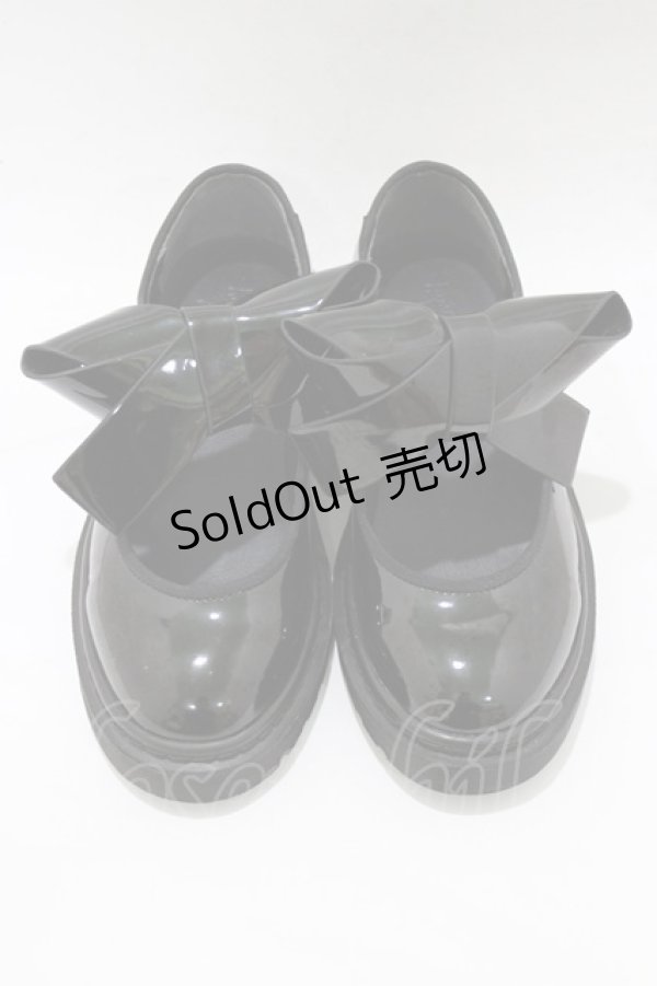 画像1: merry jenny / エナメルリボンラバーシューズ S ブラック H-25-12-22-075-LO-SH-KB-ZH (1)