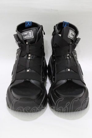 画像: YOSUKE / 厚底ブーツサンダル L ブラック H-25-12-22-076-PU-SH-KB-ZH