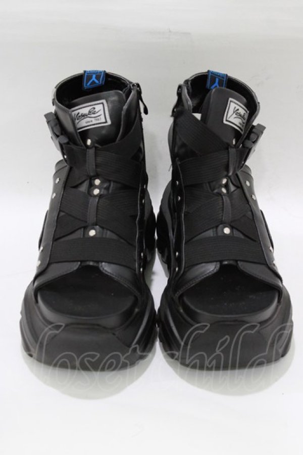 画像1: YOSUKE / 厚底ブーツサンダル L ブラック H-25-12-22-076-PU-SH-KB-ZH (1)