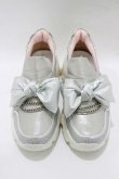 画像1: YOSUKE / 厚底スニーカー L(約24〜24.5cm) リボン/シルバー H-25-12-22-077-PU-SH-KB-ZH (1)