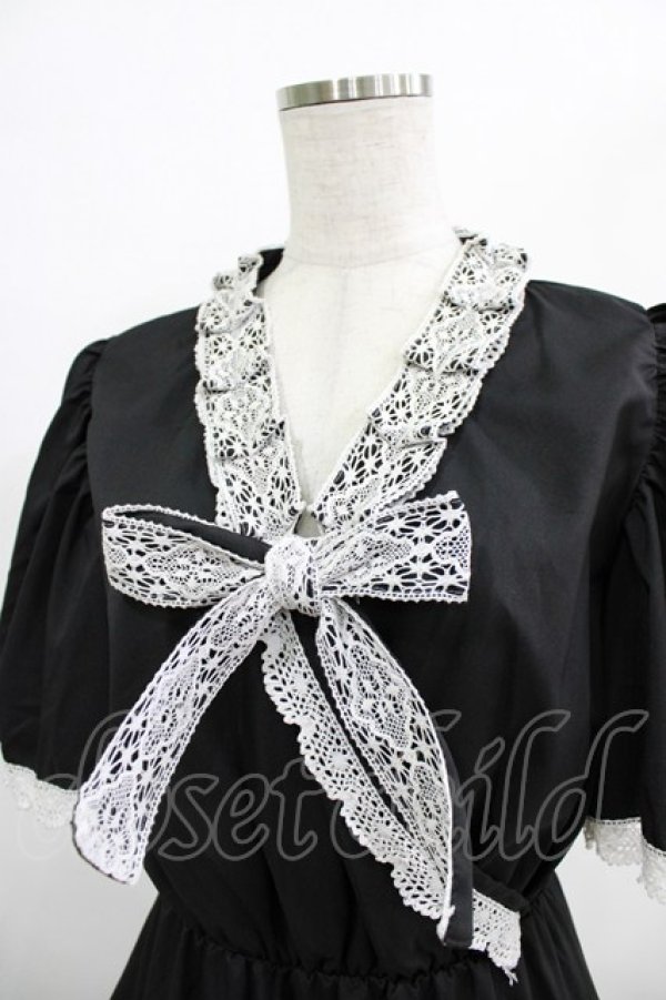 画像4: MR corset / ティアードロングワンピース  ブラック×ホワイト H-25-12-22-007-PU-OP-KB-ZH (4)