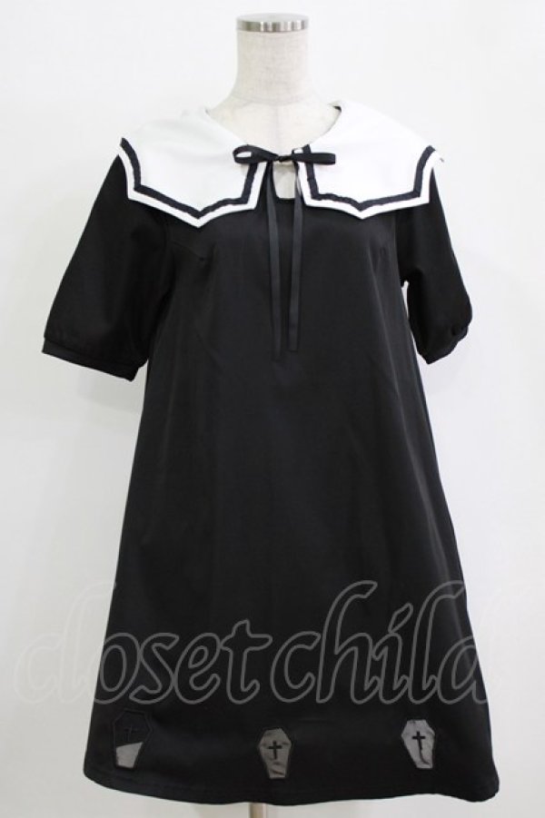 画像1: HELL CAT PUNKS / VAMPカラーワンピース  黒×白 H-25-12-22-014-PU-OP-KB-ZH (1)