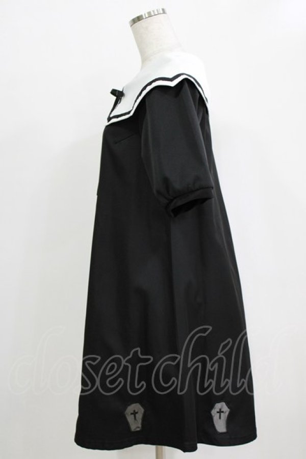 画像2: HELL CAT PUNKS / VAMPカラーワンピース  黒×白 H-25-12-22-014-PU-OP-KB-ZH (2)