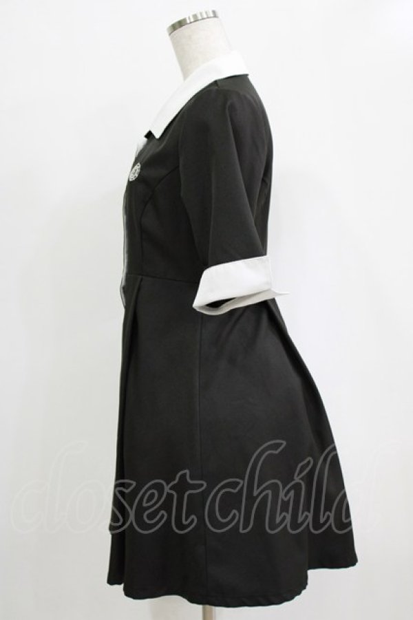 画像2: HELL CAT PUNKS / シャツワンピース  黒×白 H-25-12-22-015-PU-OP-KB-ZH (2)