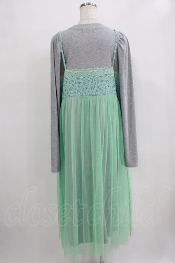 画像3: Candy Stripper / LINGERIE LAYERED DRESS  グレー×ミント H-25-12-22-021-PU-OP-KB-ZH (3)