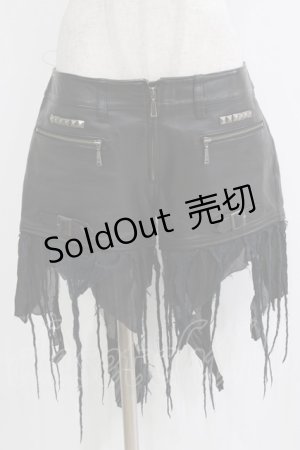 画像: alice auaa / 断ち切りガーゼレザーショートパンツ 3（約9号） ブラック H-25-12-22-022-AA-PA-KB-ZH