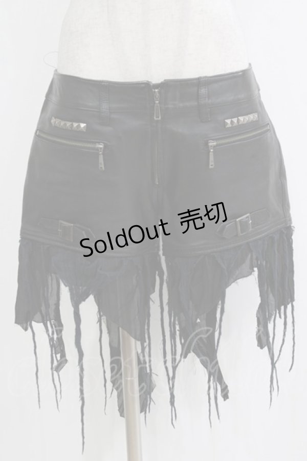 画像1: alice auaa / 断ち切りガーゼレザーショートパンツ 3（約9号） ブラック H-25-12-22-022-AA-PA-KB-ZH (1)