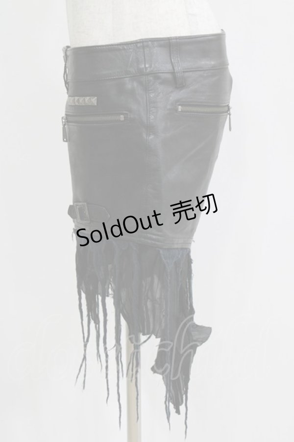 画像2: alice auaa / 断ち切りガーゼレザーショートパンツ 3（約9号） ブラック H-25-12-22-022-AA-PA-KB-ZH (2)