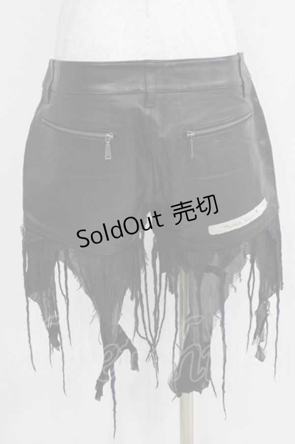 画像3: alice auaa / 断ち切りガーゼレザーショートパンツ 3（約9号） ブラック H-25-12-22-022-AA-PA-KB-ZH (3)