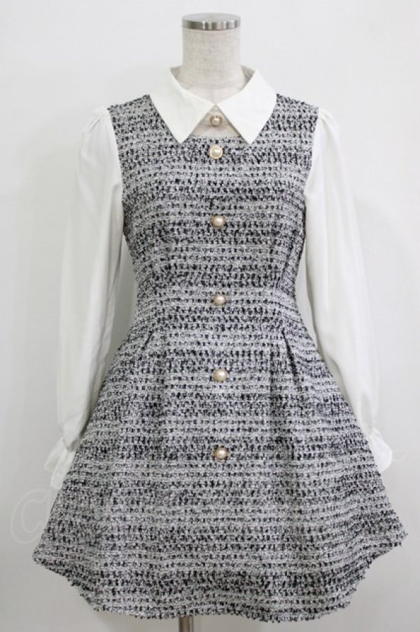 画像1: evelyn / ツイードワンピース Free ブラック H-25-12-23-1023-LO-OP-NS-ZH (1)