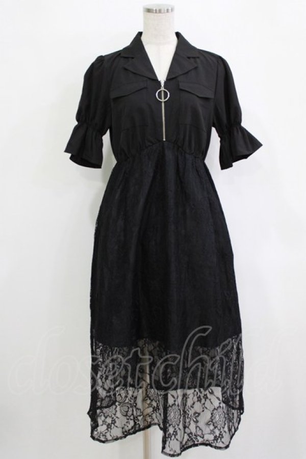 画像1: Jamie エーエヌケー / レースドッキングワンピース M ブラック H-25-12-23-1025-LO-OP-NS-ZH (1)