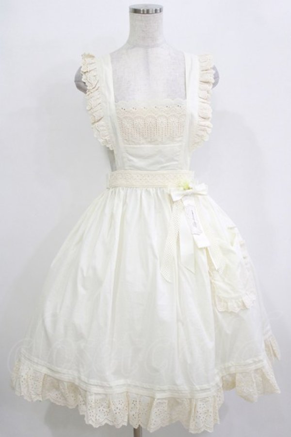 画像1: 胡桃木（海外ロリータブランド） / エプロンスカート L 生成り H-25-12-23-1034-LO-OP-NS-ZH (1)