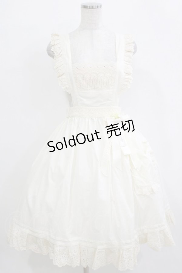 画像1: 胡桃木（海外ロリータブランド） / エプロンスカート L 生成り H-25-12-23-1034-LO-OP-NS-ZH (1)