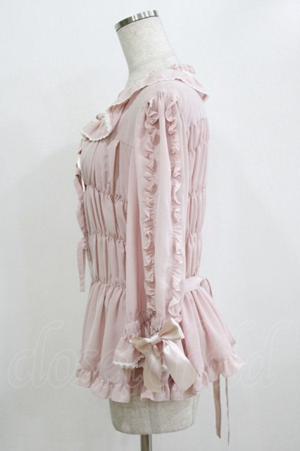 画像2: metamorphose / 【プラスサイズ】スクエアあきフリルブラウス（五分袖） プラスサイズ ピンク H-25-12-23-1049-ME-BL-NS-ZH (2)