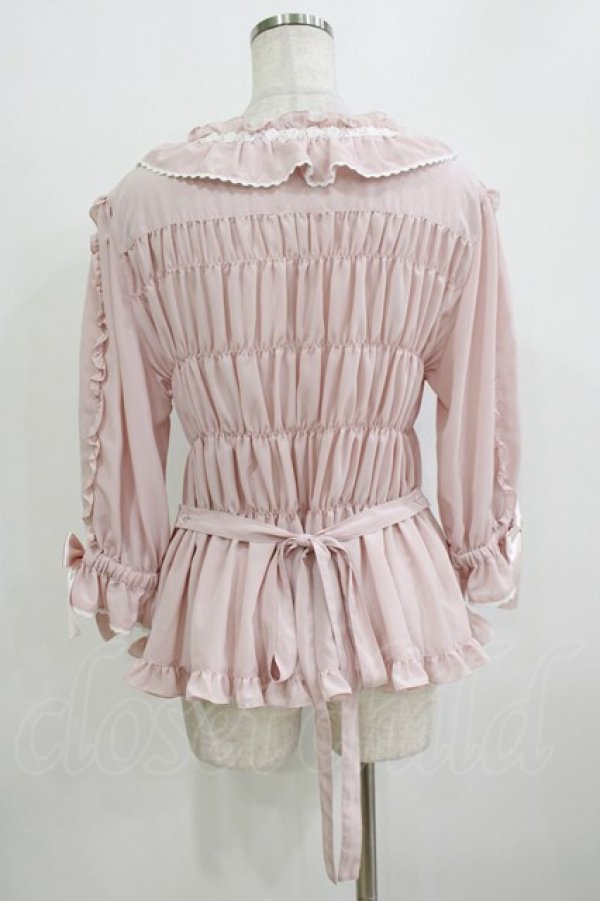 画像3: metamorphose / 【プラスサイズ】スクエアあきフリルブラウス（五分袖） プラスサイズ ピンク H-25-12-23-1049-ME-BL-NS-ZH (3)