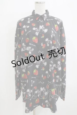 画像: Jamie エーエヌケー / ストロベリーベアビッグシャツ M ブラック H-25-12-23-1055-LO-BL-NS-ZH