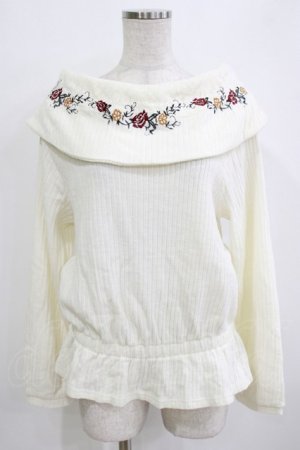 画像: axes femme / 襟刺繍オフショルプルオーバー M オフ H-25-12-23-1058-AX-TO-NS-ZH