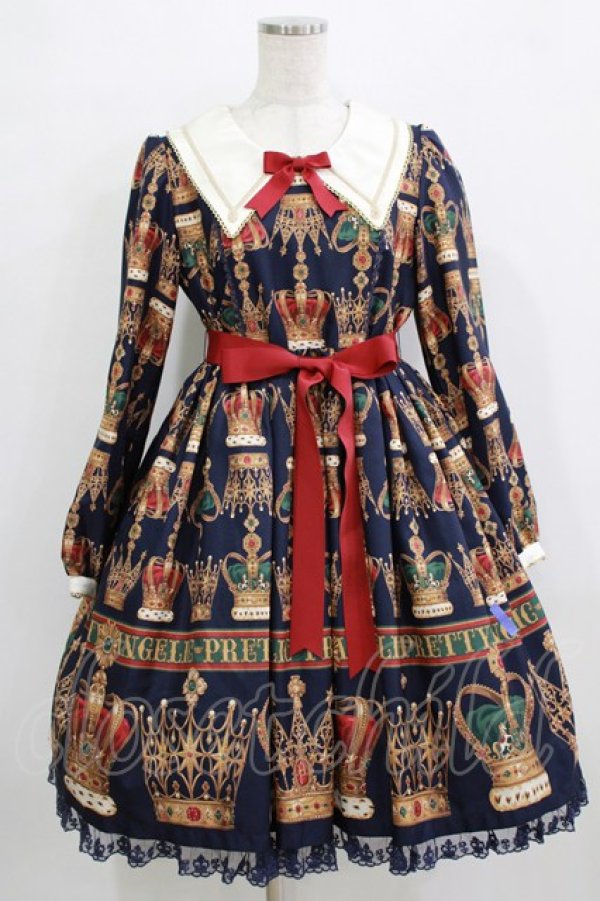 画像1: Angelic Pretty / British Crownワンピース FREE ネイビー H-25-12-23-1007-AP-OP-YZ-ZH (1)