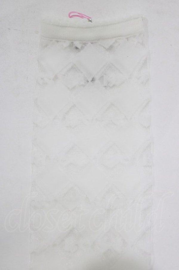 画像2: BABY,THE STARS SHINE BRIGHT / BABYダイヤ柄シースルーオーバーニーソックス  オフ白 H-25-12-23-1066-BA-ZA-NS-ZH (2)