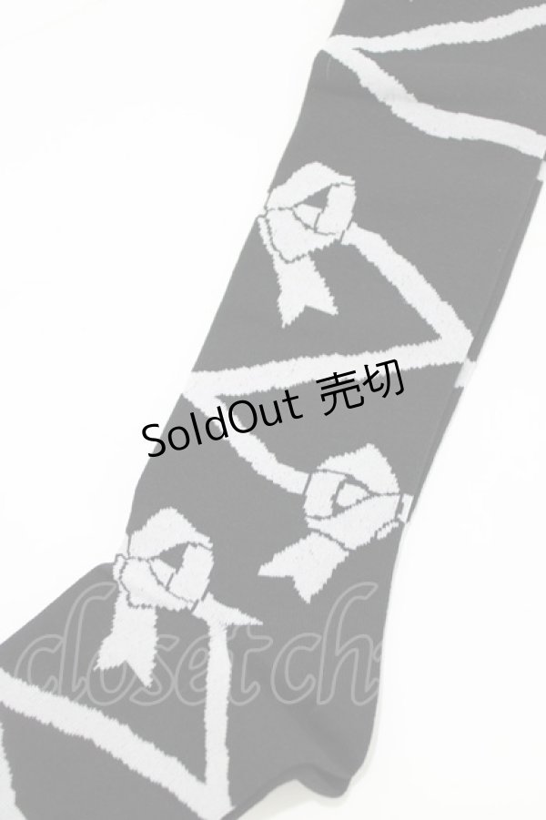 画像2: BABY,THE STARS SHINE BRIGHT / レースアップリボン柄オーバーニーソックス  ブラック H-25-12-23-1069-BA-ZA-NS-ZH (2)
