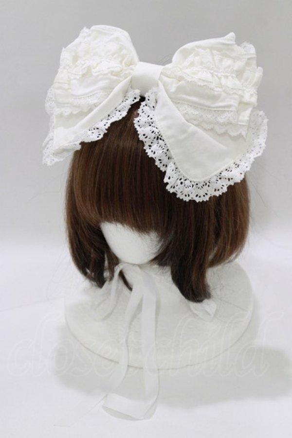 画像1: BABY,THE STARS SHINE BRIGHT / シャン・ドゥ・フルールリボンヘッドドレス  オフ白 H-25-12-23-1079-BA-AC-NS-ZH (1)