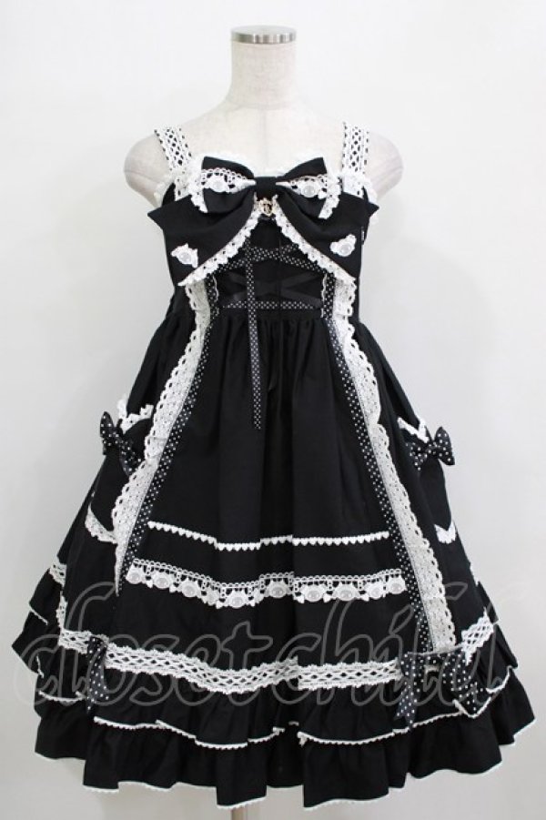 画像1: BABY,THE STARS SHINE BRIGHT / くみゃちゃんのHeart Sugar Decorationジャンパースカート Free ブラック H-25-12-23-1010-BA-OP-NS-ZH (1)