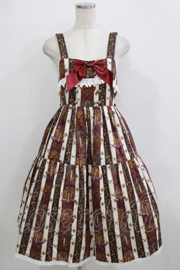 画像1: ALICE and the PIRATES / St.Lily Wolf〜狼騎士と百合の誓い〜柄ジャンパースカートII Free ボルドー H-25-12-23-1012-PA-OP-NS-ZH (1)