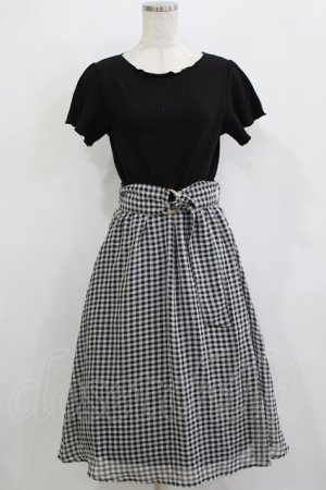 画像: axes femme / ベルト付ドッキングワンピース M ブラック/ギンガム H-25-12-23-1014-AX-OP-NS-ZH