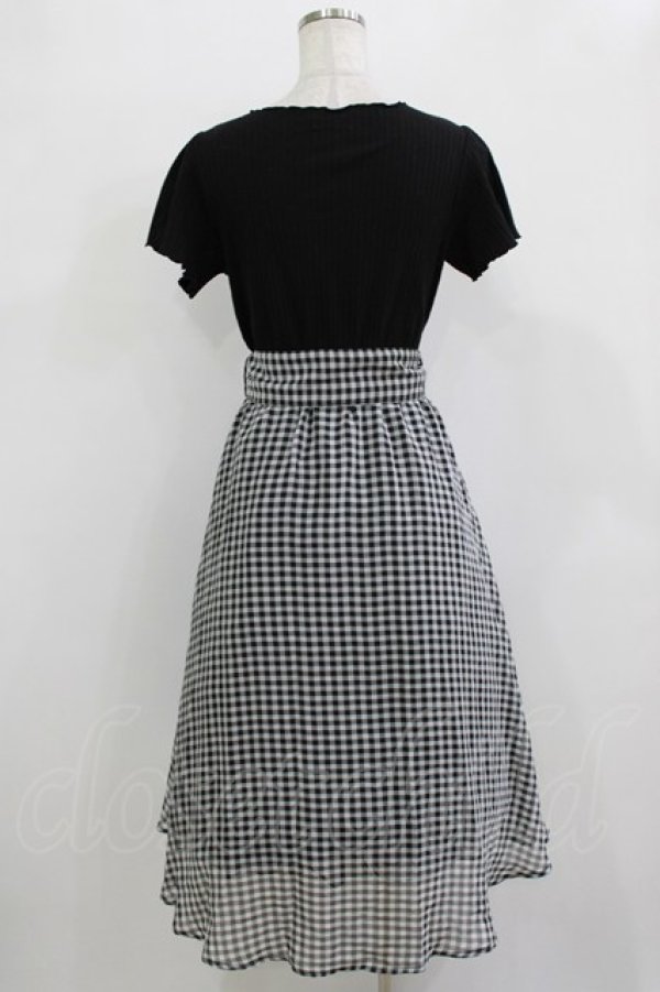 画像3: axes femme / ベルト付ドッキングワンピース M ブラック/ギンガム H-25-12-23-1014-AX-OP-NS-ZH (3)