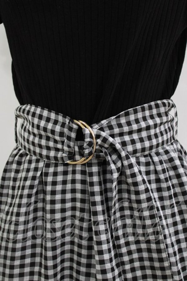 画像4: axes femme / ベルト付ドッキングワンピース M ブラック/ギンガム H-25-12-23-1014-AX-OP-NS-ZH (4)