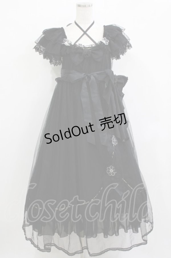 画像1: BABY,THE STARS SHINE BRIGHT / La fleurieシフォンワンピース Free ブラック H-25-12-23-1015-BA-OP-NS-ZH (1)